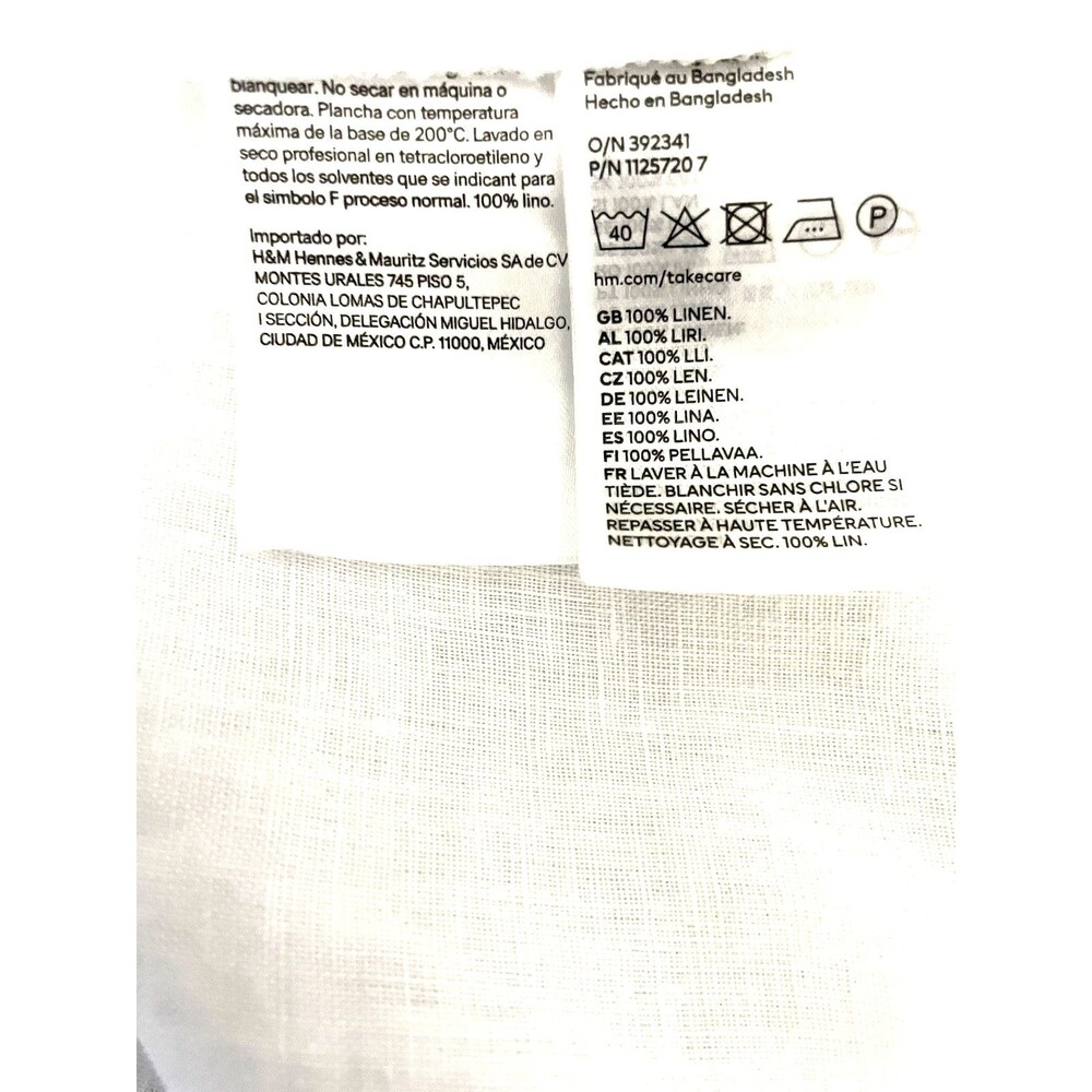 NWT H&M Premium Selection White 100% Linen Lin Button Down Shirt Size XXL - Picture 10 of 10